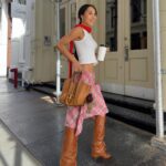 Eva Marisol Gutowski Instagram - A chic older woman wearing a vintage pucci coat complimented my outfit yesterday, so safe to say I’m on the right track 🌸🧣👢 SoHo Manhattan