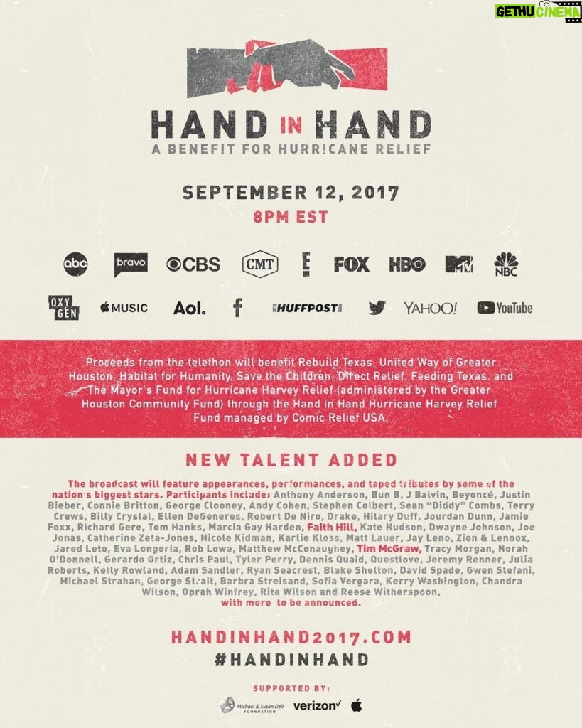 Faith Hill Instagram - handinhand2017.com to donate. ❤️ #HandInHand