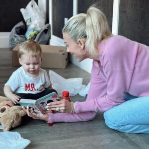 Heather Rae El Moussa Instagram - Pure joy. 🤍 Sharing a few little updates that make me smile: T’s a picky eater but loves hummus, fruit, peanut butter and almond butter 
He knows where his nose, hands, feet & tongue are.
He gives kisses and hugs
And is the happiest most loving angel all of the time 🥹