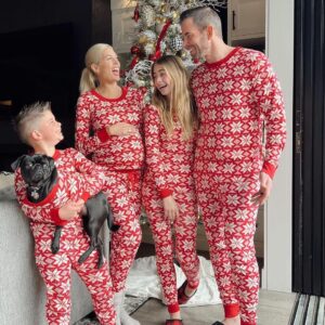 Heather Rae El Moussa Instagram - It’s officially the week before Christmas !! 🤍 Can’t believe this is our 5th year of doing our matchy jammie tradition and the first year Tristan’s in the photo 🥹 Swipe through for some memories and some holiday spirit 🥰
