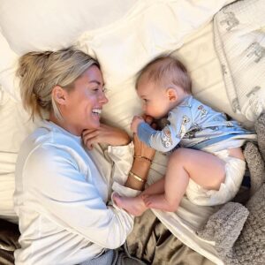Heather Rae El Moussa Instagram - My Tristan bear you are 6 months old today. So curious , happy, cuddly and chill. Your zen soul is beautiful and the world is a better place because of your kind heart. My life so full with you in it sweet boy. Mama loves you beautiful boy. 
Best friends forever 🤍
