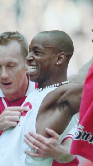 Ian Wright Instagram - 🗓️ On this day in 1997, @WrightyOfficial scored his 178th and 179th goals to equal and then pass Cliff Bastin’s goal scoring record for The Arsenal 🤩