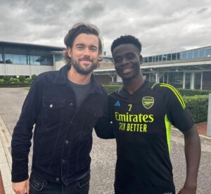 Jack Whitehall Instagram - Spent the day at the Arsenal training ground and bumped into @bukayosaka87 (I think I may have been in a fugue state and accidentally told him I loved him several times) #starboy