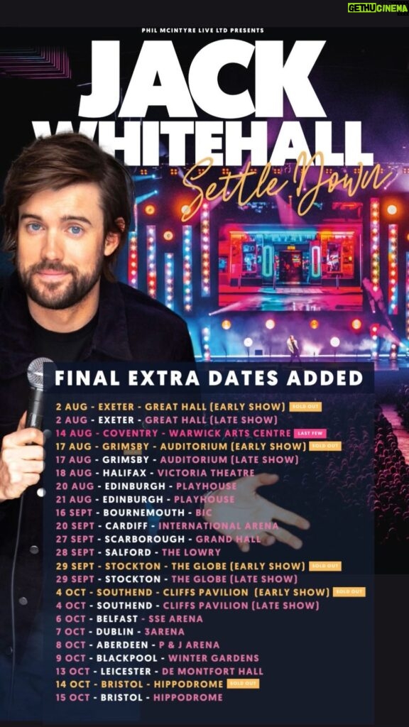 Jack Whitehall Instagram - Thank you to everyone who has come to see me so far. Due to popular demand, and a last gasp attempt to delay this whole settling down thing, we’ve just added an extra run of shows in the Autumn. These are selling out fast - so be quick! #almostsettlingdown