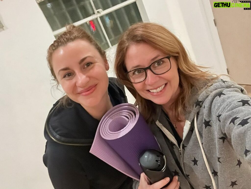 Jenna Fischer Instagram - No big deal. Just two Strong and Sexy women doing yoga! I love how proud of ourselves we are in this photo. We showed up and did it! 💪 @attagirlalex