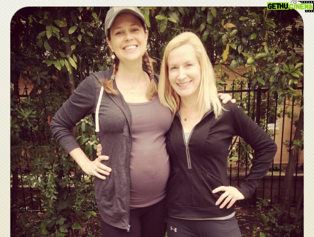 Jenna Fischer Instagram - Today on Office Ladies we are breaking down The Incentive where Pam and Angela become pregnant walking buddies for less than 2 minutes. In real life, Angela took me on many walks while I was pregnant and even threw me a baby shower. Meanwhile, Angela Martin turned Pam into child protective services for drinking tea out of a mug with traces of caffeine. This is also the episode where Andy gets a tattoo on the ole SS Bernard as an incentive to double sales. Oh and I tell the story of how I broke my shoulder. Link in Bio! And find us where ever you listen to podcasts. @officeladiespod
