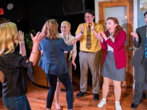 Jenna Fischer Instagram - We had a blast surprising the cast of @theofficemusical last night. I’ve wanted to see this show ever since I walked by their poster in 2018. They did not disappoint!! So fun and funny…the cast is incredible. Tons of details and inside jokes to celebrate the show…including a whole number dedicated to Dinner Party - yes! And, there is a Ryan/Kelly/Michael number that is not to be missed. Thank you for having us. What a great final stop on our book launch week in NYC. (We gave everyone in the cast and audience a signed copy of the book to celebrate!) Great show!!