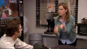 Jenna Fischer Instagram - Look. I’m juggling eggs and bowling balls. One of my favorite Pam moments of the series! This week on Office Ladies we are breaking down The Inner Circle. It’s Will Ferrell’s last episode and we discuss his epic fake juggling as well as his basketball stunt gone wrong...like how it went wrong in real life as well as wrong for Deangelo. Oh...and next week...we talk to Will himself! Link in bio! @officeladiespod