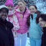 Jennie Garth Instagram - Family hike time! ❄️🥾⛄️We went deep into the woods and saw the most beautiful icy river and tracked wild animals (they were all hiding from us, I guess they saw us coming lol) Our outdoor fits by: @loveshackfancy x @bogner @ferastyle @kjus @thenorthface @carhartt