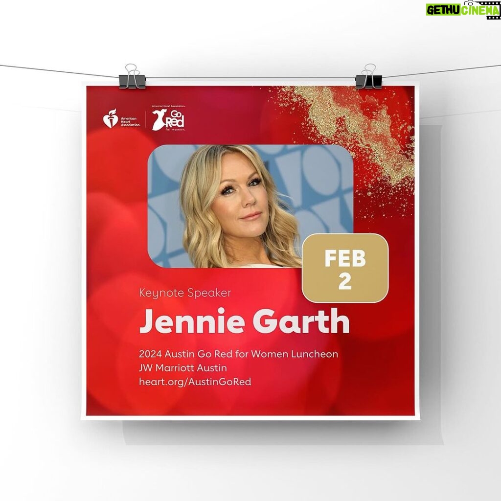 Jennie Garth Instagram - I will have the honor of speaking at this gorgeous event, The 2024 Austin Go Red For Women Luncheon! 💃🏼 So if you’re in the neighborhood, stop on by! We’ll laugh, I’ll probably cry and we will all learn so much about heart health, and how to love ourselves enough to say #ichooseme See you there ❤️JG #goredforwomen #red #heart #february #hearthealth #americanheartassociation #austin #reddress #redheart Did you know CPR can be done only using your hands!? 🙌🏻 It’s #twostepstosavealife