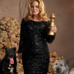 Jennifer Coolidge Instagram - Despite the torrential rain and many obstacles, so many talented people managed to make it to the 2023 @GoldenGlobes with bells on! ❤️🐾 #Bagpipes & #Chewbacca took off their suits immediately…