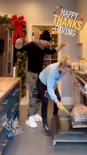 Jenny McCarthy-Wahlberg Instagram - Not sure which one of us is the turkey. Never a boring moment at the Wahlberg’s. Hope you and your family have an amazing Thanksgiving!  #happythanksgivingday #family #love #grateful #marriage