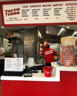 Jessica Barden Instagram - Today I am going to feature @tacos1986la a Tijuana style taco joint that I love! We went to the one on Beverly blvd but they are also downtown (delivery only) and in Westwood. I got the mushroom tacos, people who eat meat shouldn’t feel like they are missing out if you get these.  @bill_addison put it best when he said they look like coiled snails but they taste like heaven and I like snails anyway 🇫🇷. They also have amazing quesadillas, steak and pork tacos. This place is wonderful and the tacos are small so you can knock down several a meal or honestly use as a midday pandemic meltdown snack to bolster spirits. 🤘🏼 the ratios and textures in these tacos are superior and if anyone else is in to ratios when it comes to sandwiches, tacos, wraps, I feel I have to tell you this place will make you feel seen. Call them direct to order or on @caviar @grubhub all of the usual delivery apps. This place was also extremely strict on only one customer at a time allowed inside 👏🏼