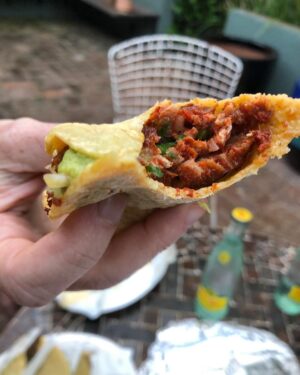 Jessica Barden Instagram - Today I am going to feature @tacos1986la a Tijuana style taco joint that I love! We went to the one on Beverly blvd but they are also downtown (delivery only) and in Westwood. I got the mushroom tacos, people who eat meat shouldn’t feel like they are missing out if you get these.  @bill_addison put it best when he said they look like coiled snails but they taste like heaven and I like snails anyway 🇫🇷. They also have amazing quesadillas, steak and pork tacos. This place is wonderful and the tacos are small so you can knock down several a meal or honestly use as a midday pandemic meltdown snack to bolster spirits. 🤘🏼 the ratios and textures in these tacos are superior and if anyone else is in to ratios when it comes to sandwiches, tacos, wraps, I feel I have to tell you this place will make you feel seen. Call them direct to order or on @caviar @grubhub all of the usual delivery apps. This place was also extremely strict on only one customer at a time allowed inside 👏🏼