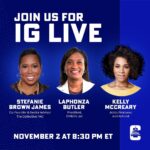 Kelly McCreary Instagram - Join our very own @stefbrownjames, @laphonzabutler from @emilys_list and special guest @seekellymccreary for the ultimate girl’s chat! Tune in tomorrow at 8:30 PM ET/ 5:30 PM PT for a dynamic conversation about the upcoming election and what’s at stake. You don’t want to miss it! ✨