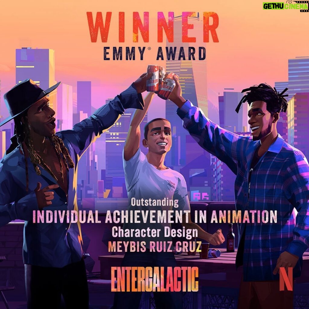 Kid Cudi Instagram - Man the blessings keep flowin!! CONGRATS MEYBIS!!! @memeruizcruz THIS IS HUGE!!! This show would not have been what it is without u!! 🙏🏾💕 GO ENTERGALACTIC TEAM!!! #entergalactic #netflix THANK U!! 🙏🏾 #emmys