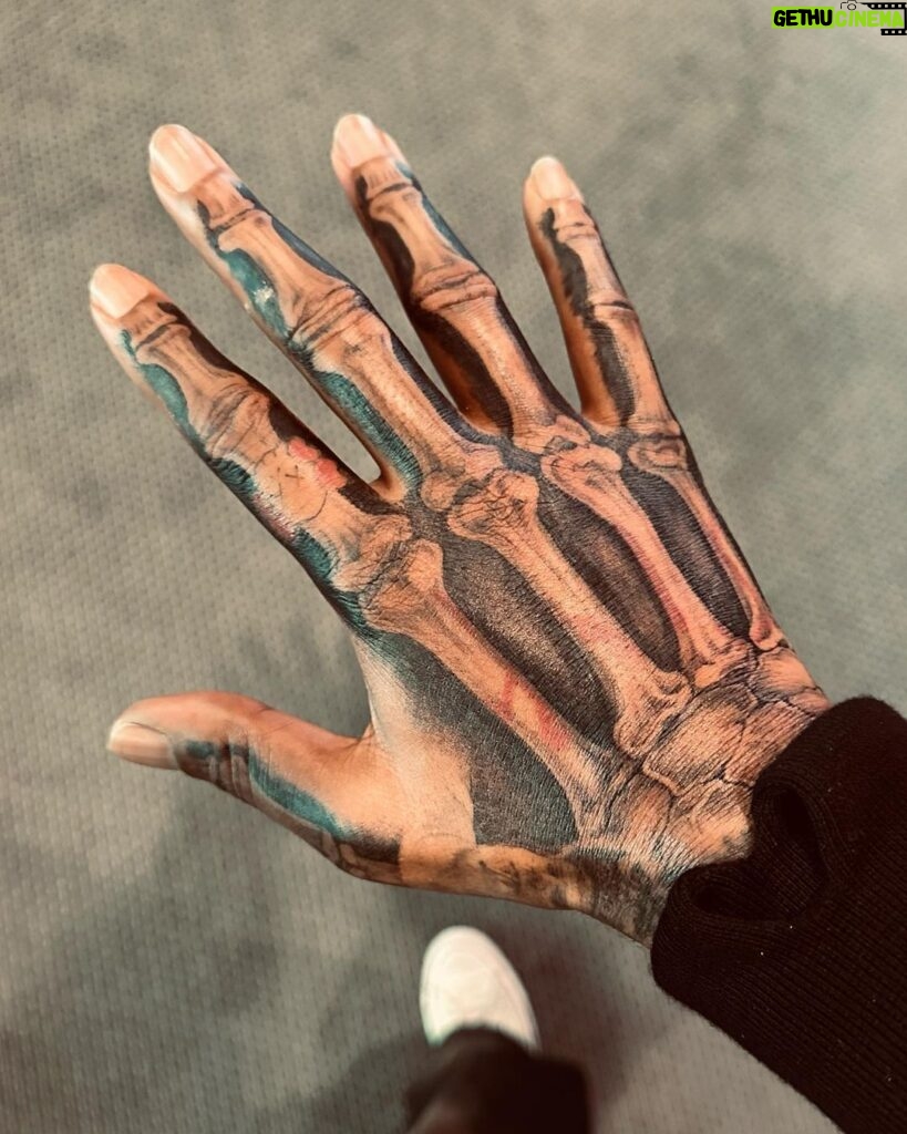 Kid Cudi Instagram - New ink by @_dr_woo_ 😮‍💨😮‍💨😮‍💨😮‍💨 🩻 Skeleton Hand Man My 10th Woo piece. What should I get next? 🤔 Appreciate u Woo God 🙏🏾✨❤️🌹