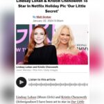 Kristin Chenoweth Instagram - Honestly I’ll never ever be sick of holiday movies 🎄 so excited about #OurLittleSecret with @lindsaylohan, @ianmharding, @real_timmeadows, @jonrudnitsky, @mrchrisparnell, @danbucatinsky, @realhenryczerny, @katiebakes6, ashmsantos, @jbrennanpix, @thebrianunger, and more!!! Coming soon to @netflix!