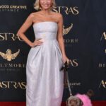 Kristin Chenoweth Instagram - family night out at the #astraawards!! 💖 #theastras @hollywoodcreativealliance Dress: @christopherjohnrogers Shoes: @gianvitorossi Jewelry: @swarovski & @considerthewldflwrs Thunder’s Outfit: @christiancowan Styles by @debswatson