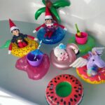 Lacey Chabert Instagram - Apparently our elves hosted a pool party 🎉🏝🦩🍉🍩🍓🦄🍍💜