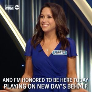 Lacey Chabert Instagram - While being on @celebritywheeloffortune was a life-long dream come true for me, the best part was supporting @newdayfoundation while playing! 🎉Tune in this Sunday 8/7 to see how it all went ;) @ginakellspehn #celebritywheeloffortune