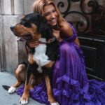 Mélanie Dedigama Instagram - #HAPPYLOVE 🐶💜 . #mydog #smile #happy #hug #picofthedays #sundaymood #dresses #loveyou Paris, France