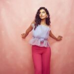 Meenakshi Chaudhary Instagram - Croissant meets filter coffee🙈❤️🍭 🍭 🫧🫧 📸 @akshay.rao.visuals Styled by @rashmitathapa Hair and make up @makeuphairbyrahul