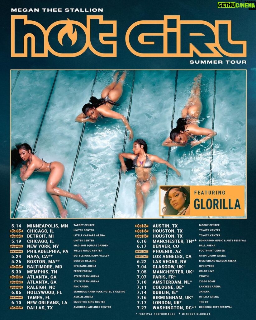 Megan Thee Stallion Instagram - HOTTIESSSS YALL ARE SHOWING OUT !!! I cant wait to see yall 🥹🥹🥹🔥🔥🔥🔥 Me and Glo about to cut tf up at Thee #hotgirlsummertour !!! Get your tickets before they are goneee