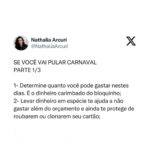 Nathalia Arcuri Instagram - AH-QUE-FOLIA 🥳 Bloquinho das Me Poupeiras! e Me Poupeiros! é pra todo mundo que quer curtir o Carnaval sem gastar muito, com o dinheirinho carimbado 😎 Vale chamar geral pra essa festa e pra conferir 2 listinhas que separei com dicas pra economizar, seja pra quem for cair na folia, ou ficar em casa tranquilo. Essas dicas não são só pra você salvar, é pra compartilhar com todo mundo. Então já manda as dicas da prof Nath pros seus amigos ficarem espertos 💜