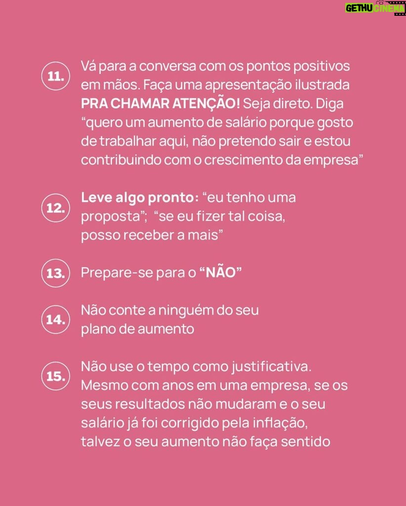 Nathalia Arcuri Instagram - Usei esse método pra TRIPLICAR MEU SALÁRIO NA TV, deu certo e tô revelando pra vocês agora 😱 Se você alguma vez na sua vida pediu aumento, considere-se vitoriosa ou vitorioso. Muita gente tem medo até de pronunciar essa palavra. Mas eu, como uma boa prof, vou te ensinar a pedir seu tão desejado (e merecido) aumento no salário, a começar com a frase: EU MEREÇO UM AUMENTO PORQUE… Pra completar a frase, é preciso que você siga e analise os 15 passos que eu trouxe no meu post de hoje. Depois disso, você vai ter uma boa justificativa pra ter um dinheirinho a mais na conta todos os meses. Aproveita e comenta aqui como ficou o restante da sua frase que tô curiosa pra saber. AH! Pra quem não sabe, o post de hoje é pra pagar uma promessa que eu fiz no vídeo “CONVERSAS DIFÍCEIS QUE VOCÊ DEVE TER SOBRE DINHEIRO”. Vale a pena conferir no Youtube da @mepoupenaweb!