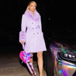 Paris Hilton Instagram - When your outfit matches your car 💁🏼‍♀️💜🦄 #ThatsHot Beverly Hills, California