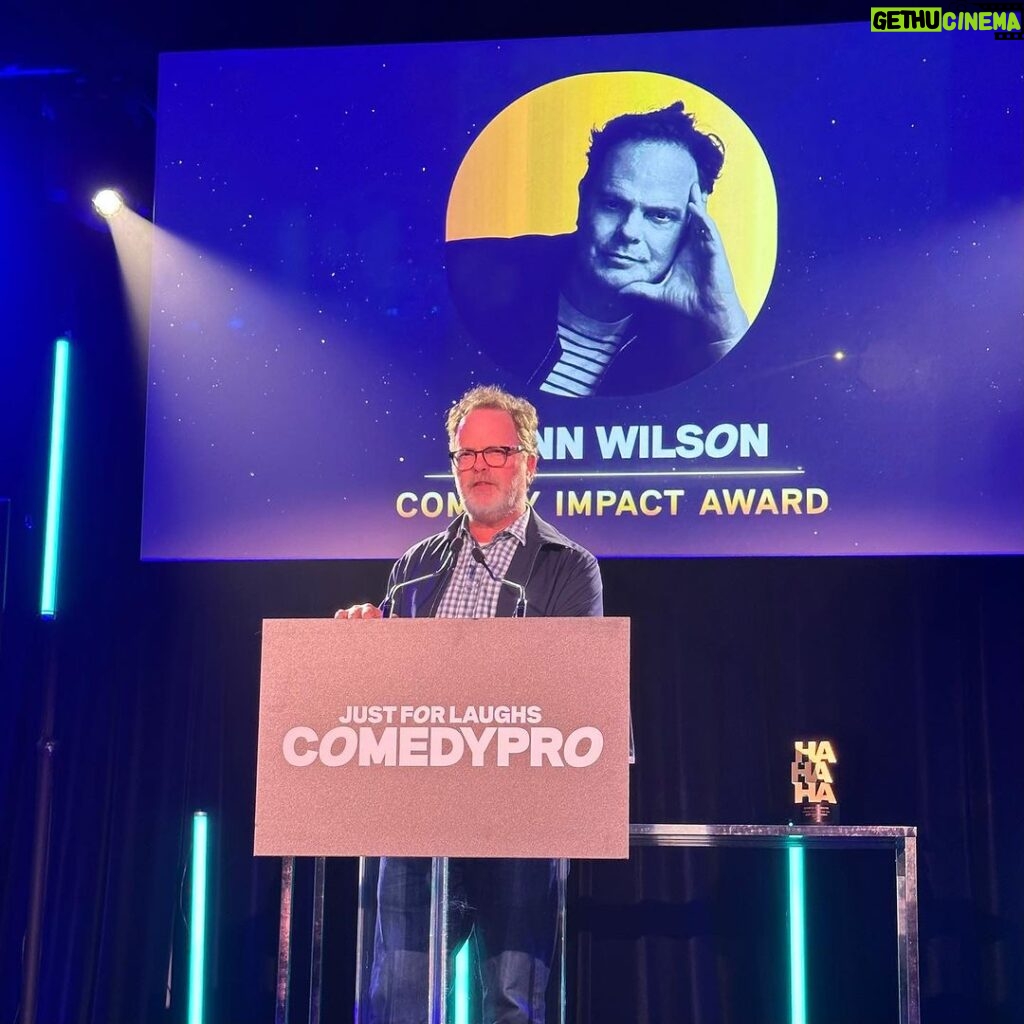 Rainn Wilson Instagram - Had an AMAZING time at the @justforlaughs Fest in Montréal! All kinds of magical things happened. Thank you for my award! I will put it on my shelf. (Not in my closet!)
