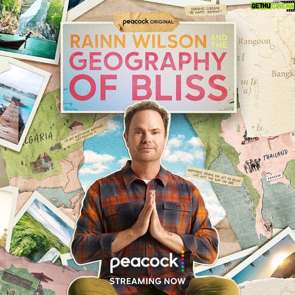 Rainn Wilson Instagram - Anyone looking for happiness? Join me on an outrageous adventure! Drops today on @Peacock. I go to Iceland, Ghana, Bulgaria, Thailand, and, finally, Los Angeles - looking for bliss, meaning, connection, and JOY! And do you know what? I find it! #GeographyOfBliss