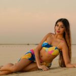 Ruma Sharma Instagram - She’s mad but she’s magic ✨ . . Collaborator - @sugandhevents Edit by - @wasey_rock69 . #rumasharma #bikinilovers #dubaibeach #beachbikini #goldenhourlight #sunsetphotoshoot #swimwearshoot #angelcroshetswimwear #beachbabe Dubai Beach