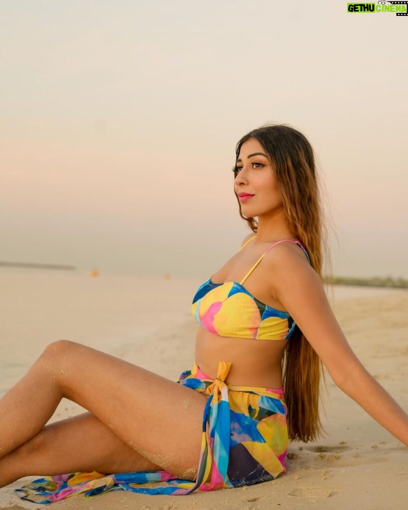 Ruma Sharma Instagram - She’s mad but she’s magic ✨ . . Collaborator - @sugandhevents Edit by - @wasey_rock69 . #rumasharma #bikinilovers #dubaibeach #beachbikini #goldenhourlight #sunsetphotoshoot #swimwearshoot #angelcroshetswimwear #beachbabe Dubai Beach