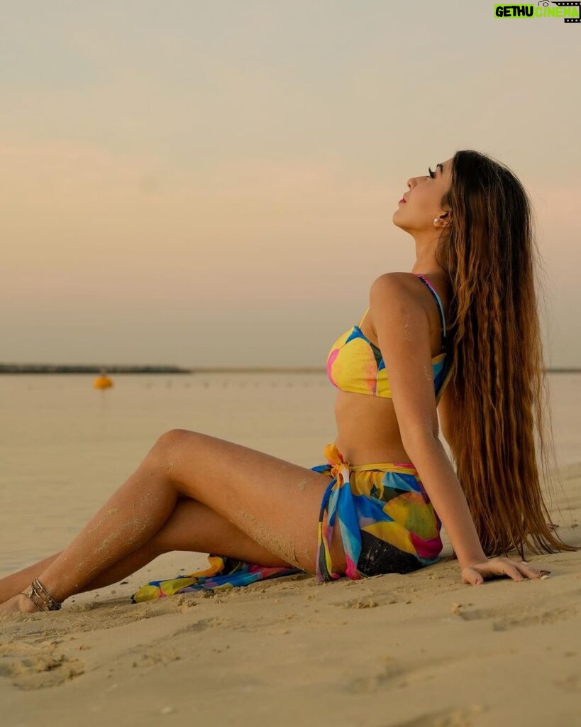 Ruma Sharma Instagram - She’s mad but she’s magic ✨ . . Collaborator - @sugandhevents Edit by - @wasey_rock69 . #rumasharma #bikinilovers #dubaibeach #beachbikini #goldenhourlight #sunsetphotoshoot #swimwearshoot #angelcroshetswimwear #beachbabe Dubai Beach