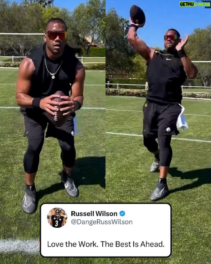 Russell Wilson Instagram - Russ the Steeler putting in that offseason work (via @dangerusswilson)