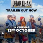 Sanjana Sanghi Instagram - #DhakDhakTrailer finally out NOW ❤️✨ Sometimes, taking a chance is all you need to do, to live your dreams. Here’s our epic adventure to Khardung La ⛰️ #DhakDhak trailer out NOW. In cinemas 13th October. #RatnaPathakShah @diamirzaofficial @fatimasanashaikh @taapsee #KevinVaz @ajit_andhare @pranjalnk @aayush_blm @dudeja_sahaab @parijat_joshi @Viacom18Studios #OutsidersFilms @blmpictures @zeemusiccompany
