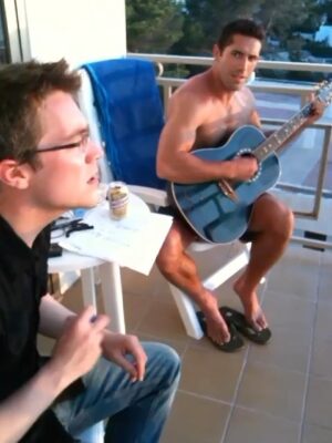 Scott Adkins Instagram - Found this little beauty from Ibiza 2009, just after Undisputed 3 - having a little sing song on the balcony with my mate Rich. Good times.