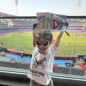 Soha Ali Khan Instagram - A day of many firsts - some small, some big - our little girl’s first live cricket match (and what a match!) and Virat’s first to score 50 ODI centuries ! And 7 wickets for Shami - what a star!!! ❤️🏏🎉 #indiavsnewzealand #iccmenscricketworldcup2023