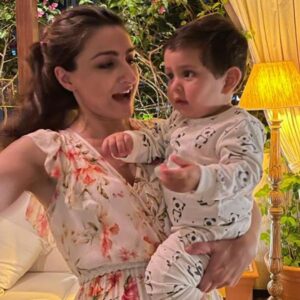 Soha Ali Khan Instagram - Happy birthday Jeh baba!!! Officially a three-nager ❤️🌈🥳