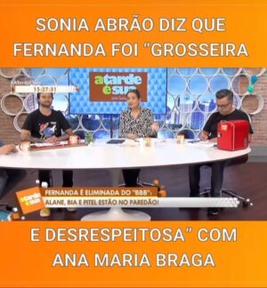 Sonia Abrão Instagram - A TARDE É SUA: Entrevista de ANA MARIA BRAGA com a ex-BBB24, FERNANDA, está dando o que falar até agora e foi assunto da nossa PRIMEIRA PÁGINA, na RODA DA FOFOCA, com @vladimiralves, @alessandrolobianco e @gabperline. Confiram! 👍 (Vídeo: @redetv)