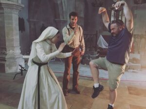 Taissa Farmiga Instagram - When the first AD and lead actress have a disagreement #tbt #thenun 📸: @corinhardy