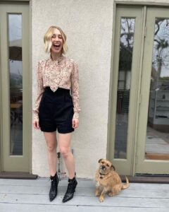 Taissa Farmiga Instagram - Press Junket day for @gildedagehbo 💋 Plus side of virtual is having my little dude by my side. 💄 @emilychengmakeup 💇🏼‍♀️ @brianfisherhair 👠 @lex_onlex