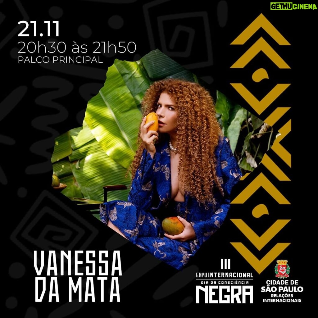 Vanessa da Mata Instagram - Mato-grossense, de uma cidade interiorana de pouco mais de 10 mil habitantes, Vanessa da Mata se destacou como jogadora de basquete e modelo antes de se encontrar no mundo da música. E a escolha não poderia ser mais acertada, com vários sucessos, um Grammy Latino no currículo, e parceria com nomes como Maria Betânia e o norte-americano Ben Harper. Essa verdadeira diva da MPB fecha o calendário de shows da III Expo Internacional Dia da Consciência Negra, dia 21, e você não pode perder! Depois disso, não tem mais jeito, acabou e Boa Sorte… Vem curtir a grande festa da cultura preta paulistana, em comemoração aos 20 anos da Lei 10.639, que instituiu a obrigatoriedade do ensino da história e da cultura afro-brasileira em todas as escolas brasileiras. Vem pra III Expo Internacional Dia da Consciência Negra, entre os dias 18 e 21 no Memorial da América Latina. Faça sua inscrição no site da Expo que está na descrição do canal e vem com a gente! ✊🏾💥 #consciencianegra