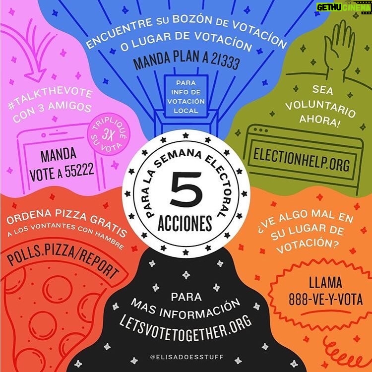 Sarah Paulson Instagram - Some helpful things you need to know for Election Week – save it and share with your friends on and off of social media. Let's show up: VOTE, volunteer, send pizzas, report voter suppression. We're all in this together. Check out the link in my bio for more #ElectionActions!