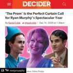 Sarah Paulson Instagram - Leaving this here. For the man who has changed countless lives by shinning light where it ought to go. I am forever indebted to him. Boy do I love @deciderdotcom for celebrating all the truth, beauty and magic he’s brought to our lives. Link in bio 

#Repost @mrrpmurphy with @get_repost
・・・
It's been a very hard year. For me and for almost everyone I know, 2020 has been the most difficult year of our lives. Last week, my 7-year-old asked me "daddy, is it always going to be this way?" And I told him no, there is reason to hope. And I believe that so deeply. I am grateful for every one of you that has survived and in some ways thrived this year, against all odds. What sustained me in 2020 was my family, my friends, and THE WORK. I released a lot of content this year -- films, documentaries, TV SHOWS -- and I tried my best to make entertainment that shines a light on the unseen, the disenfranchised and the hopeless.

When you are in the public eye, taking slings and arrows is part of the process. That's why I was shocked when so many people sent me this article talking about the work I made in 2020. I felt seen, and understood. Thank you to Decider, and thank you to the millions of people who have supported the work I put out this year.

Here's to 2021 and HOPE.

https://decider.com/2020/12/14/ryan-murphy-the-prom-ratched-hollywood-2020/