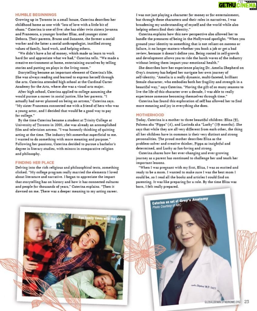 Caterina Scorsone Instagram - Hello, lovies! Last year I was honored to be awarded the GLOBAL Quincy Jones Advocacy Award. This year a beautiful feature on our family has been written for GLOBAL Down syndrome World Magazine. The work and research Global does directly impacts my daughter, Pippa, and families like mine. You can help support people with Down syndrome everywhere by making a donation to @globaldownsyndrome or signing up for their magazine. Link to the story in my Bio. #downsyndromeworld #downsyndromeworldmag #downsyndromeawareness #t21 #disibilityawareness #accessibility #diversityandinclusion #love 💛💙 @rebeccacoursey_photosandfilm