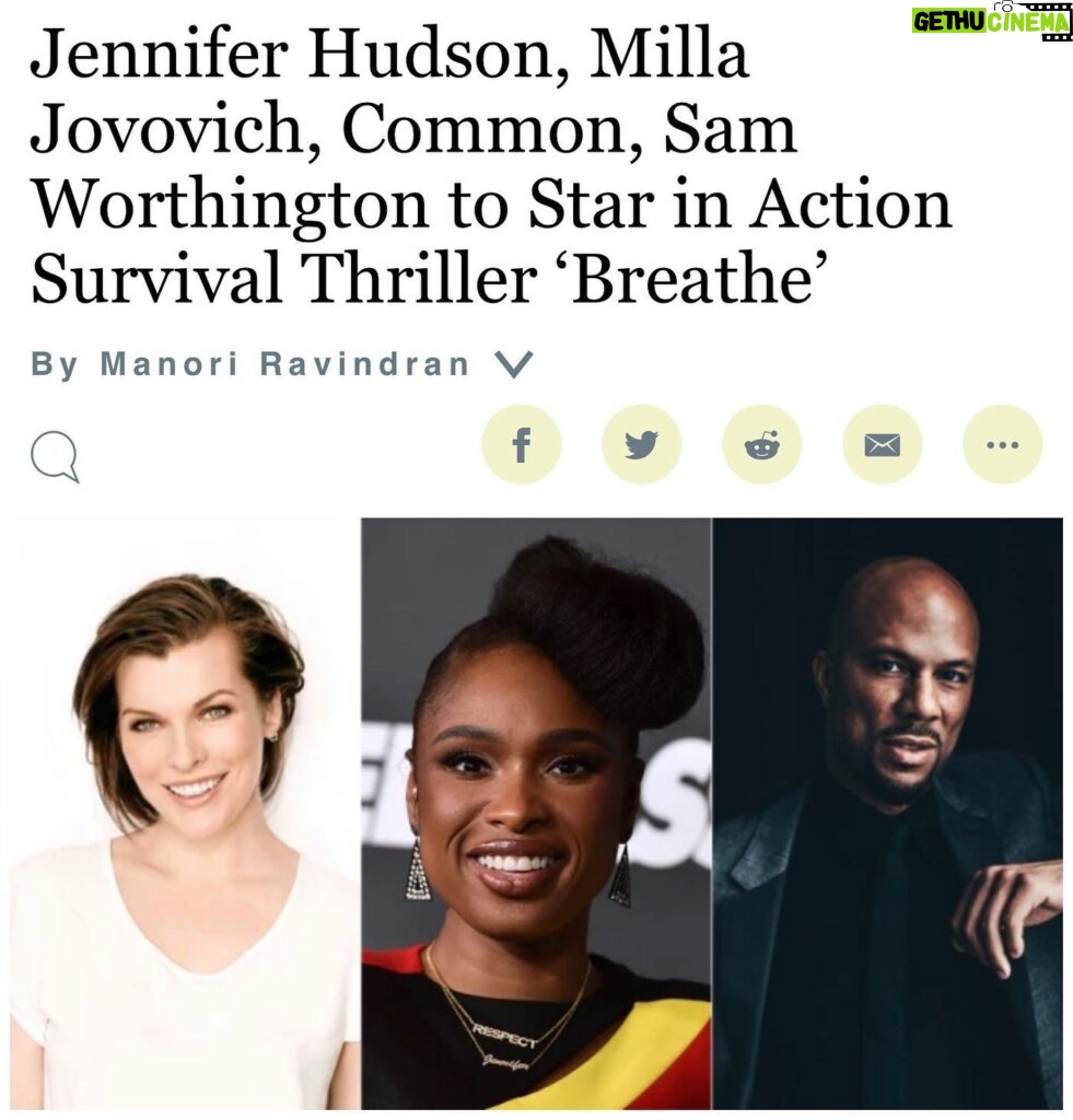 Milla Jovovich Instagram - I am SO OVER THE MOON to announce this new film I am so lucky to be a part of called “Breathe” starring @iamjhud and directed by @stefonbristol! It’s such a beautiful and exciting script and I can’t wait to start shooting!
