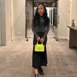 Priah Ferguson Instagram - Hall pass. 

Stylist: @sophielopez 
Hair: @ursulastephen 
Makeup: @carolinadali 

Style Deets
Dress: @stellamccartney 
Shoes: @labucq 
Bag: @charleskeithofficial 
Jewels: @_jennybird